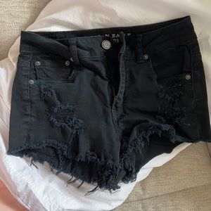 American eagle high waisted black jean shorts